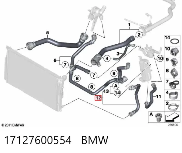 Патрубок термостата 17127600554 BMW