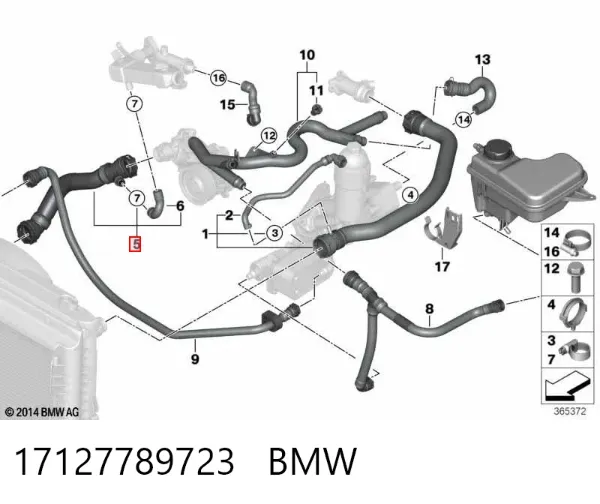 Шланг/патрубок радіатора охолодження, нижній 17127789723 BMW