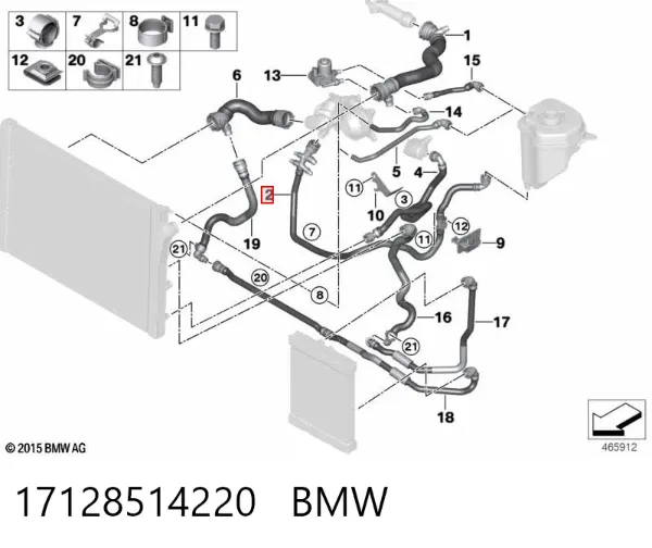 Шланг розширювального бачка, нижній 17128514220 BMW