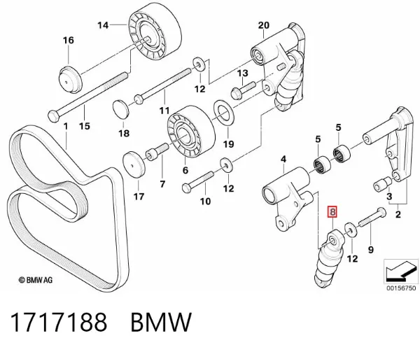 Натягувач приводного ременя 1717188 BMW