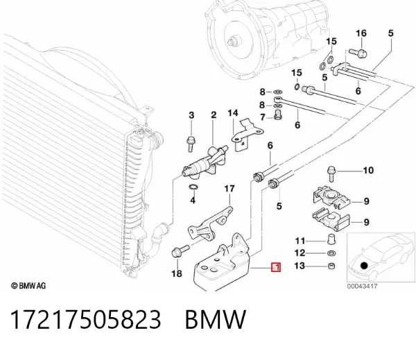 Радіатор охолодження, АКПП 17217505823 BMW
