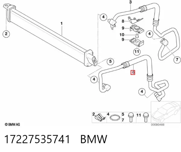 Трубка/шланг масляного радіатора, обратка/низького тиску 17227535741 BMW
