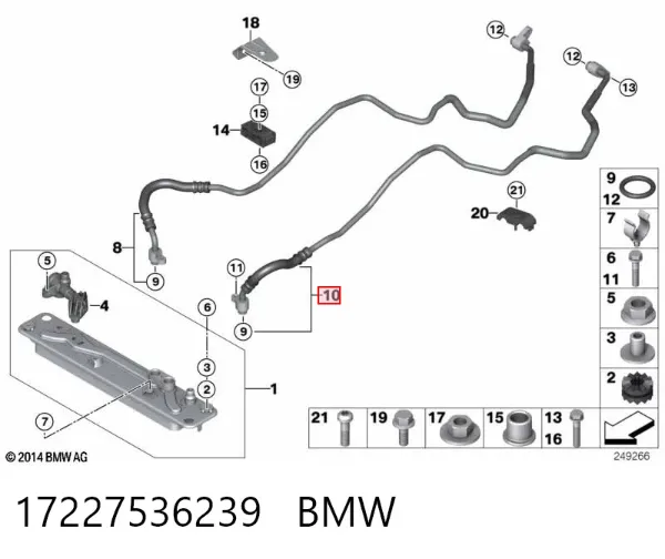 Трубка/шланг масляного радіатора, високого тиску 17227536239 BMW