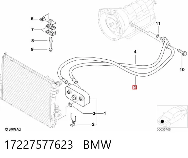 Трубка/шланг масляного радіатора, обратка/низького тиску 17227577623 BMW