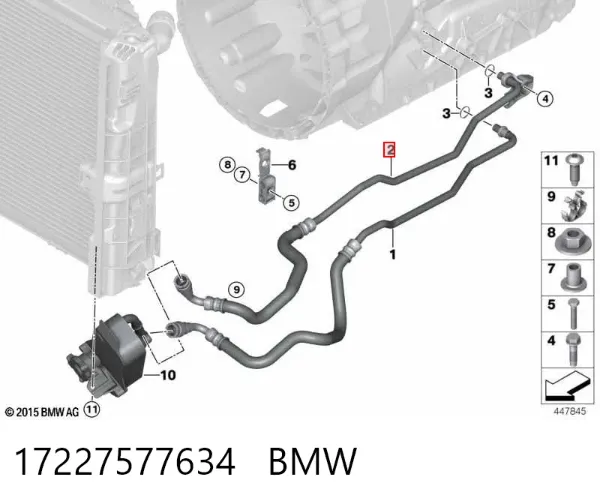Трубка/шланг масляного радіатора, обратка/низького тиску 17227577634 BMW