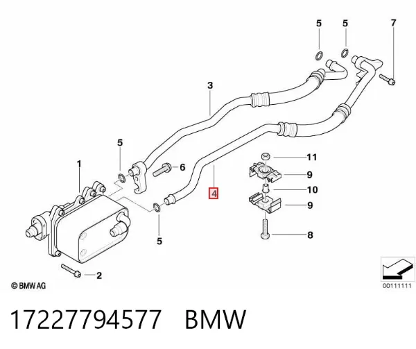 Трубка/шланг масляного радіатора, обратка/низького тиску 17227794577 BMW