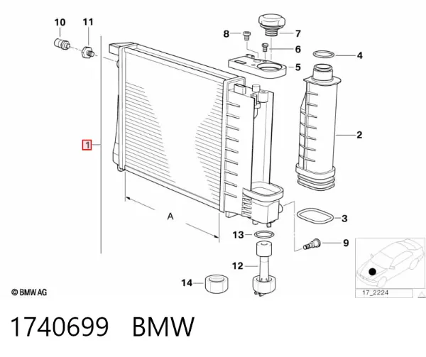Радіатор 1740699 BMW