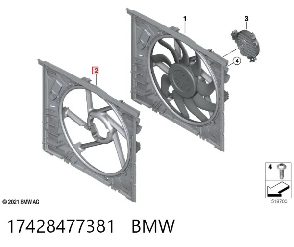 Дифузор (кожух) радіатора охолодження 17428477381 BMW