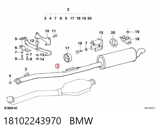 Глушник, задня частина 18102243970 BMW