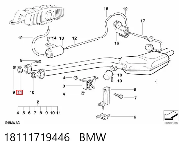 Кільце приймальної труби глушника 18111719446 BMW