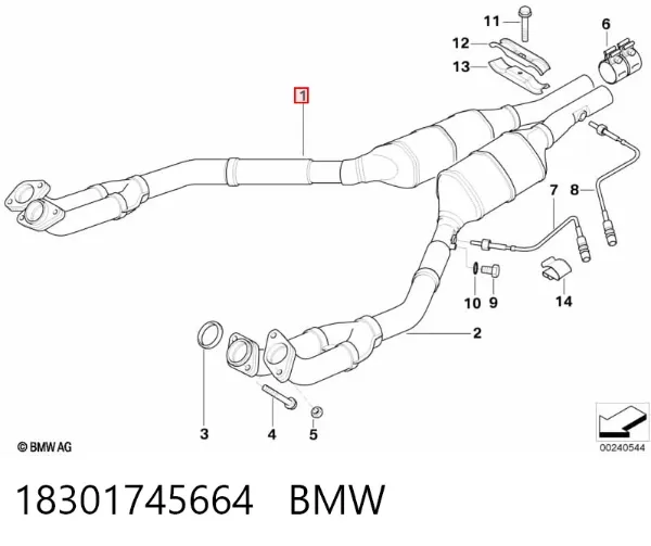 Конвертор-каталізатор, правий 18301745664 BMW