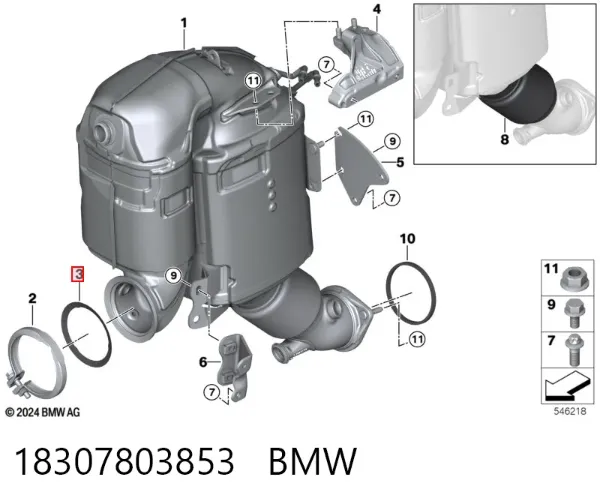 Прокладка фільтра сажі передня 18307803853 BMW