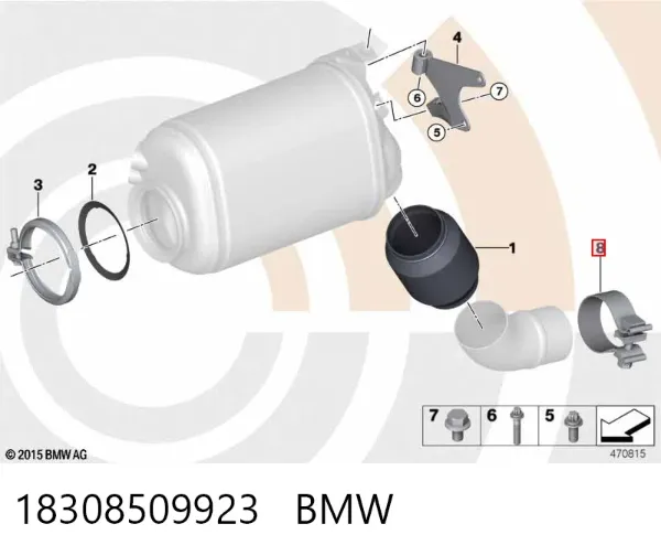 Кронштейн/хомут глушника, задній 18308509923 BMW