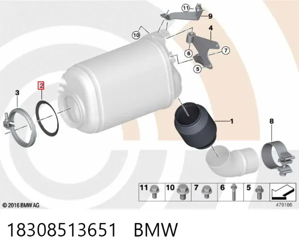 Прокладка фільтра сажі передня 18308513651 BMW