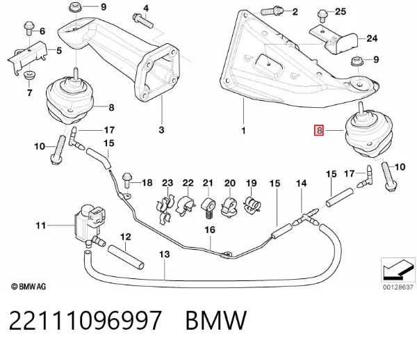 Подушка (опора) двигуна ліва/права 22111096997 BMW