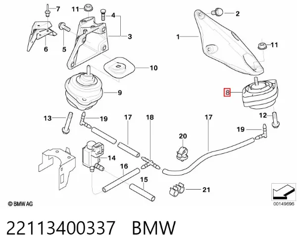 Подушка (опора) двигуна, ліва 22113400337 BMW