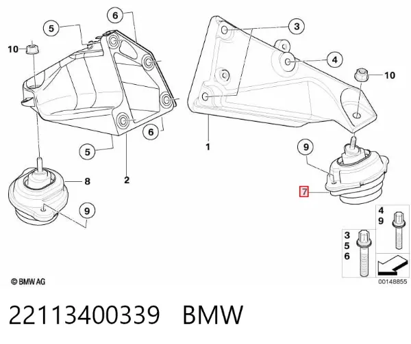 Подушка (опора) двигуна, ліва 22113400339 BMW