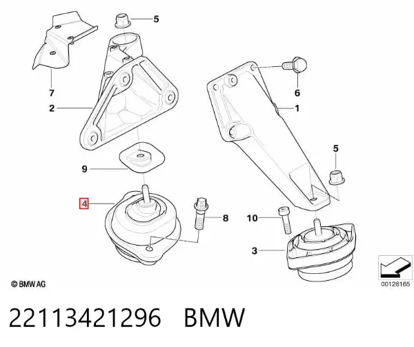 Подушка (опора) двигуна, права 22113421296 BMW