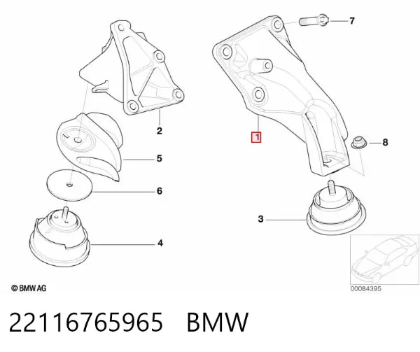 Кронштейн подушки (опори) двигуна, лівої 22116765965 BMW