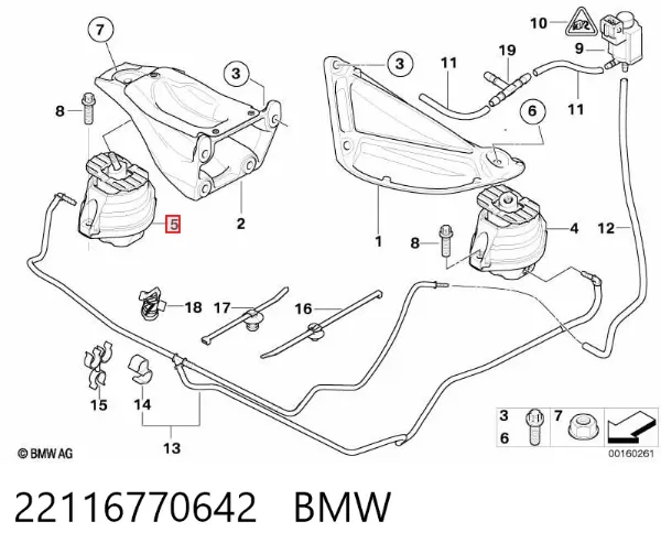 Подушка (опора) двигуна, права 22116770642 BMW