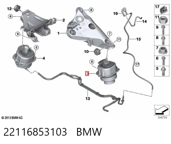 Подушка (опора) двигуна, ліва 22116853103 BMW