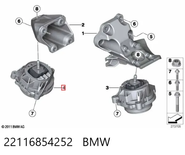 Подушка (опора) двигуна, ліва 22116854252 BMW