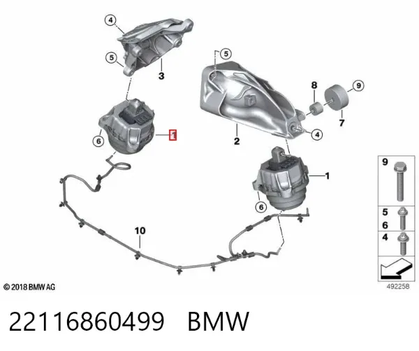 Подушка (опора) двигуна, ліва 22116860499 BMW
