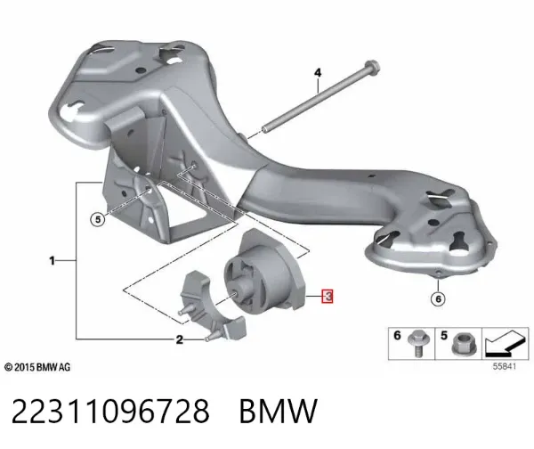 Подушка коробки передач 22311096728 BMW
