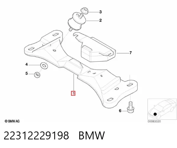 Балка кріплення коробки передач 22312229198 BMW