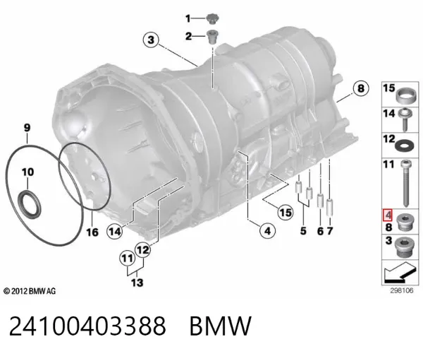Пробка піддона АКПП 24100403388 BMW