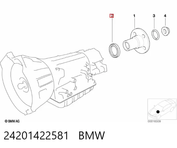 Сальник АКПП/КПП, вихідного/вторинного валу 24201422581 BMW