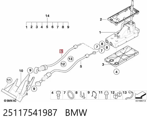 Трос перемикання передач, селектора 25117541987 BMW