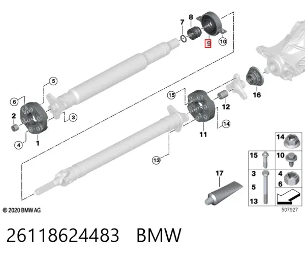 Підвісний підшипник карданного валу 26118624483 BMW