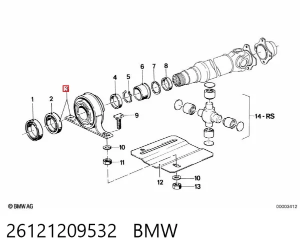 Підвісний підшипник карданного валу 26121209532 BMW