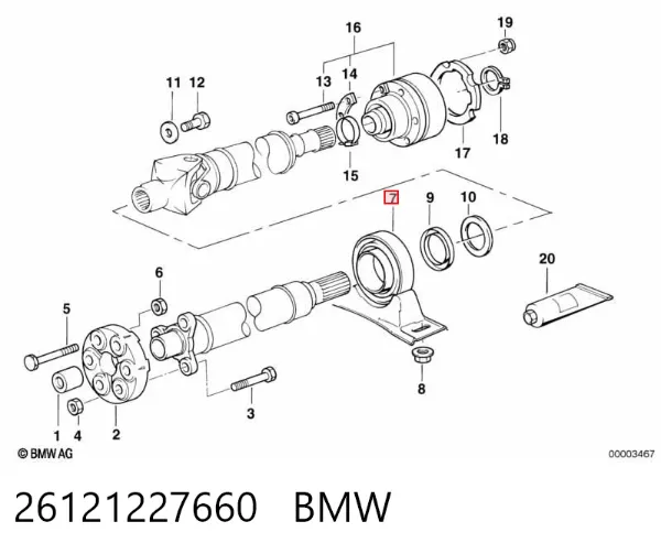Підвісний підшипник карданного валу 26121227660 BMW