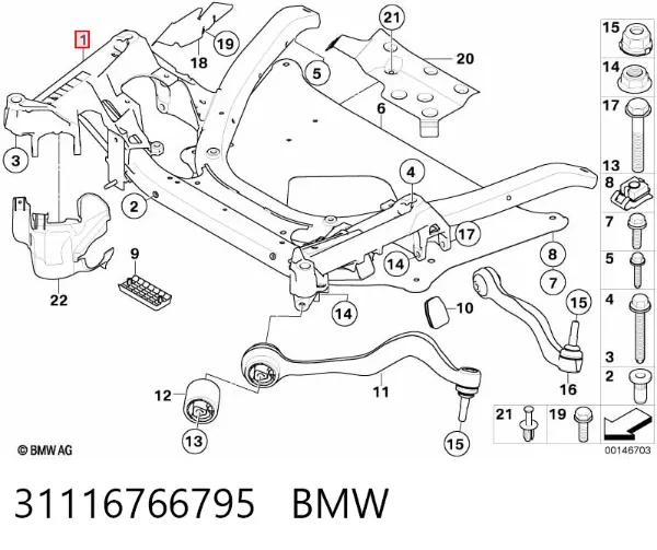 Підрамник передній 31116766795 BMW