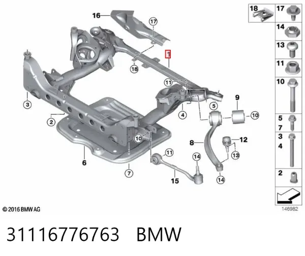 Підрамник передній 31116776763 BMW