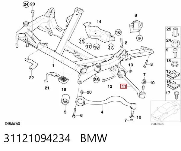 Важіль передньої підвіски нижній, правий 31121094234 BMW