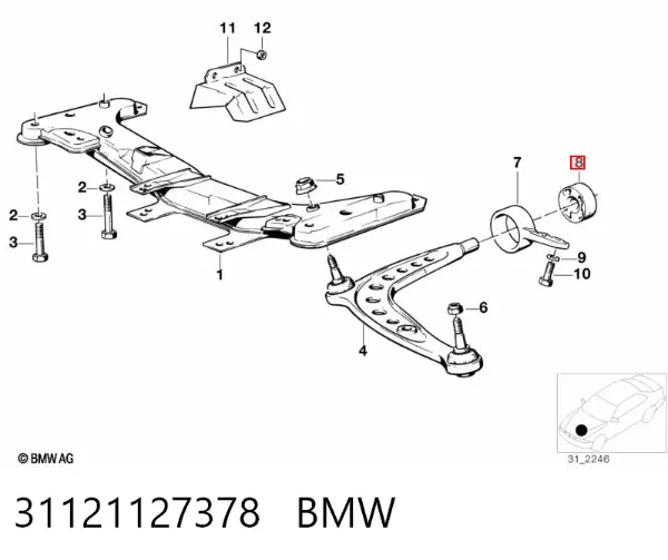Сайлентблок переднього важеля 31121127378 BMW