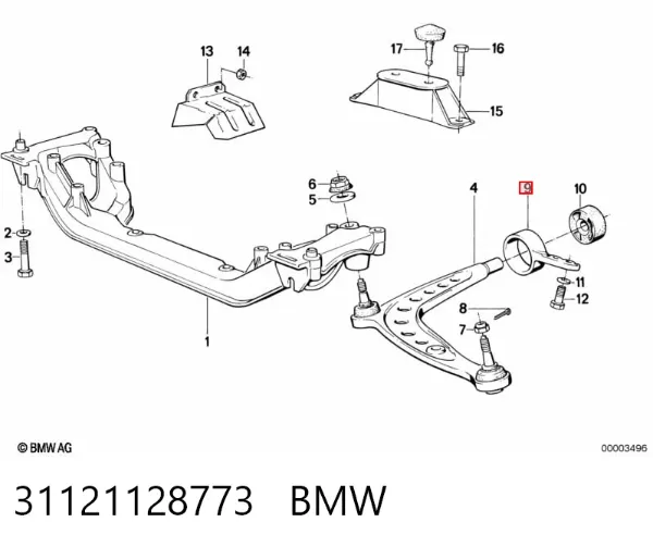 Кронштейн кріплення переднього важеля, задній 31121128773 BMW