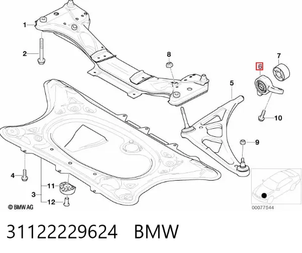 Сайлентблок переднього важеля 31122229624 BMW