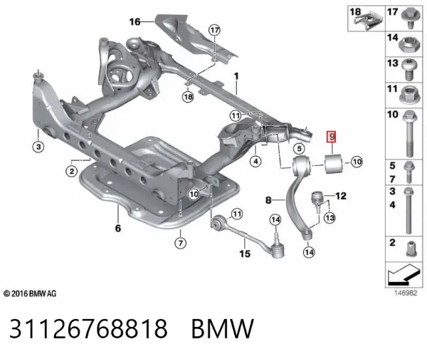 Сайлентблок переднього важеля 31126768818 BMW