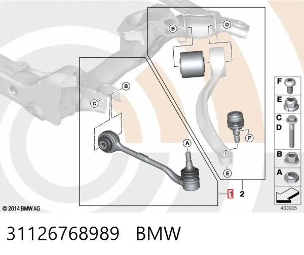 Важіль передньої підвіски нижній, лівий/правий 31126768989 BMW