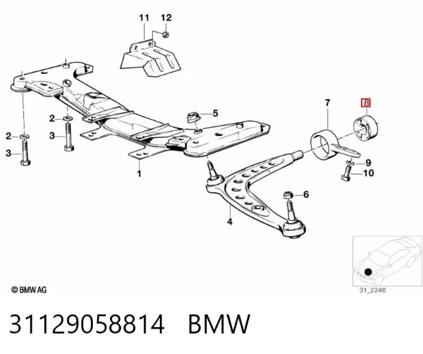 Сайлентблок переднього важеля 31129058814 BMW
