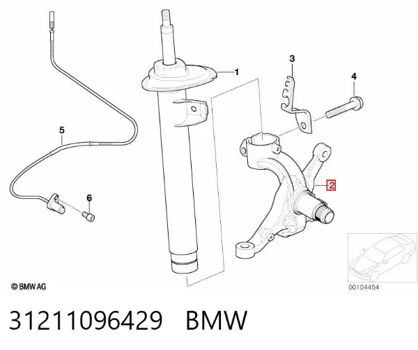 Цапфа - поворотний кулак передній, лівий 31211096429 BMW