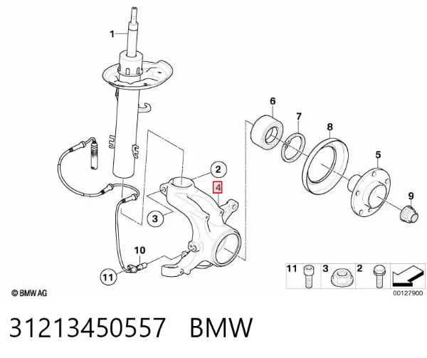 Цапфа - поворотний кулак передній, лівий 31213450557 BMW