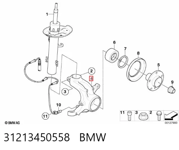 Цапфа - поворотний кулак передній, правий 31213450558 BMW
