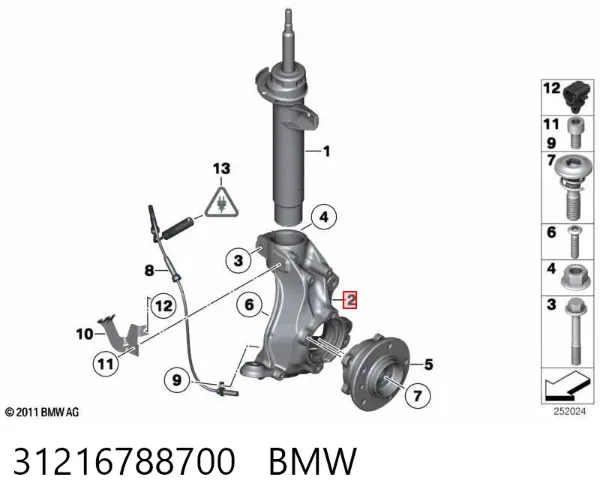 Цапфа - поворотний кулак передній, правий 31216788700 BMW