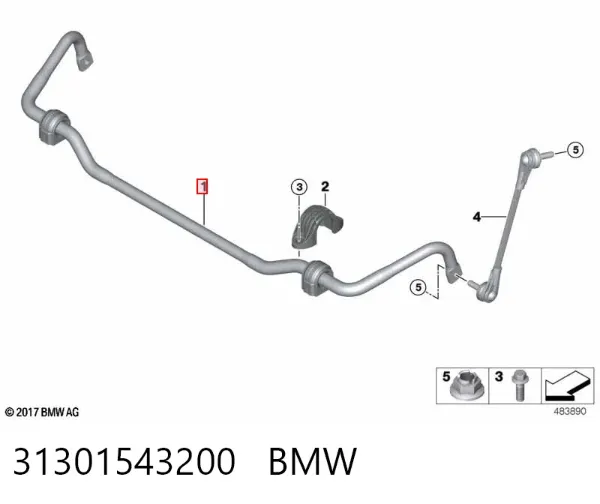 Передній стабілізатор 31301543200 BMW