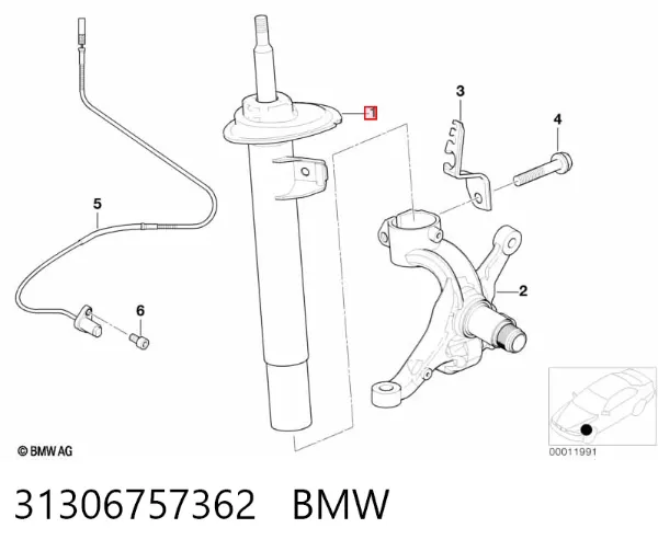 Амортизатора передній лівий 31306757362 BMW